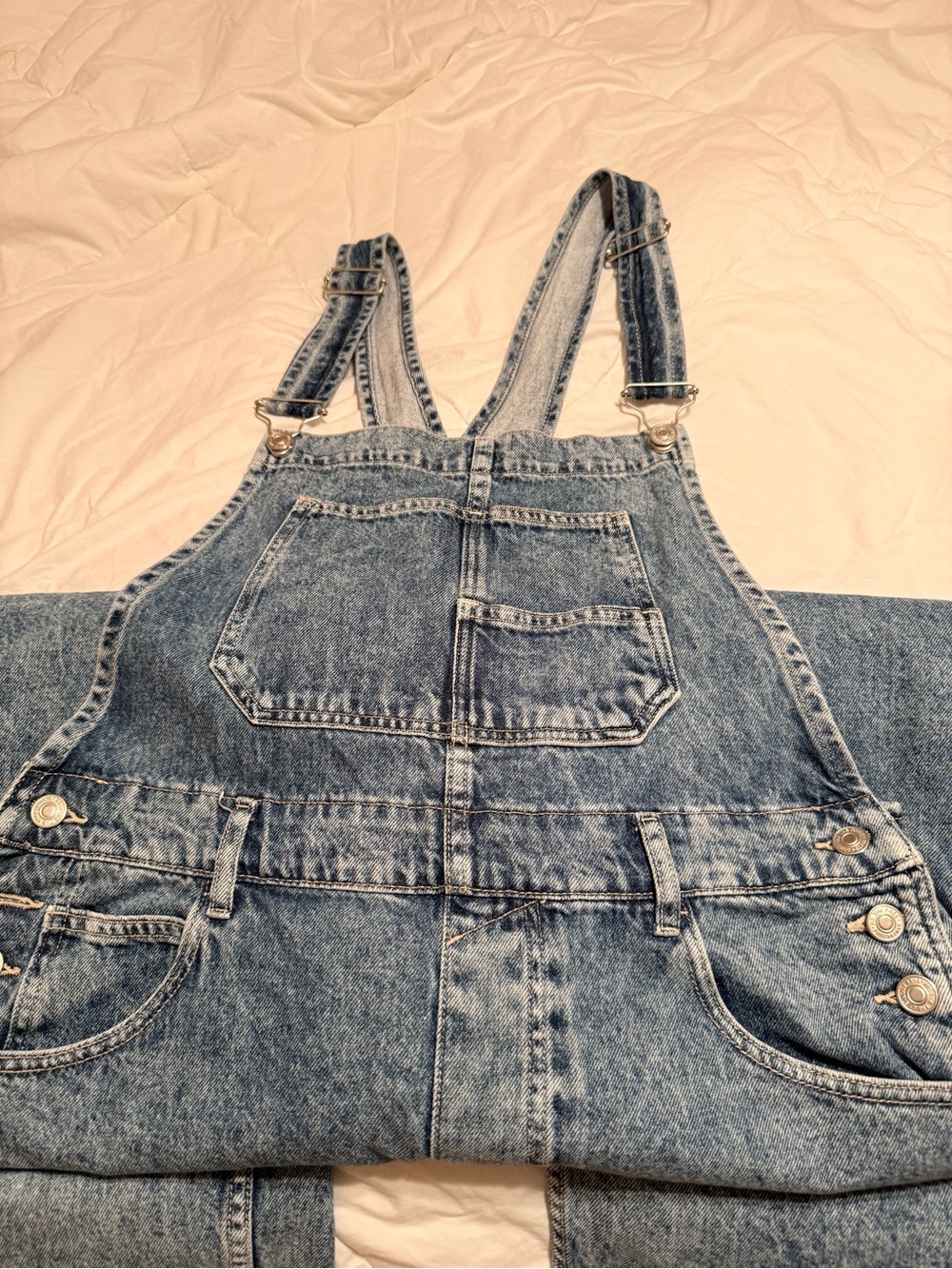 We The Free Light Blue Denim Overalls